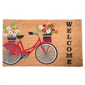 J&M Home Fashions Bicycle Welcome Outdoor Doormat, 30"x18", Coir PVC Vinyl, Multiple Pattern Options   570897436